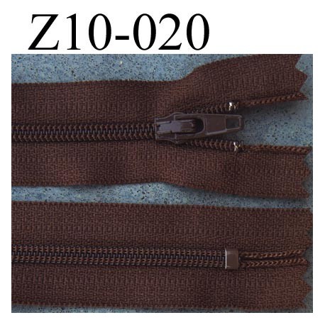 fermeture éclair longueur 10 cm couleur marron non séparable largeur 2.5 cm glissière nylon largeur du zip 4 mm