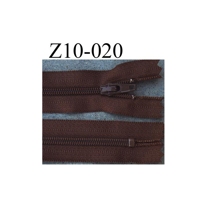 fermeture zip longueur 10 cm couleur marron non séparable largeur 2.5 cm glissière nylon largeur du zip 4 mm