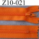 fermeture éclair YKK longueur 10 cm couleur orange non séparable largeur 2.5 cm glissière nylon largeur du zip 4 mm