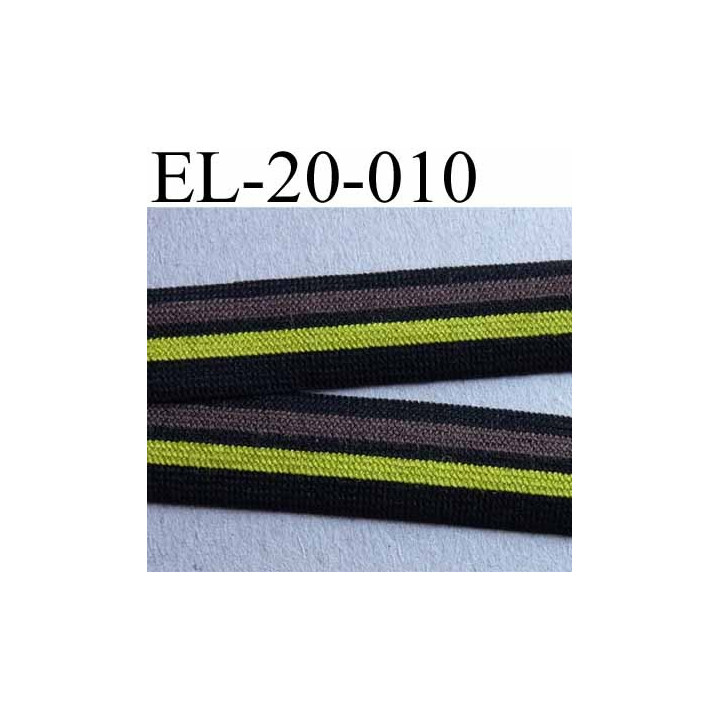 élastique plat souple belle qualité couleur noir marron et jaune  largeur 20 mm prix au mètre