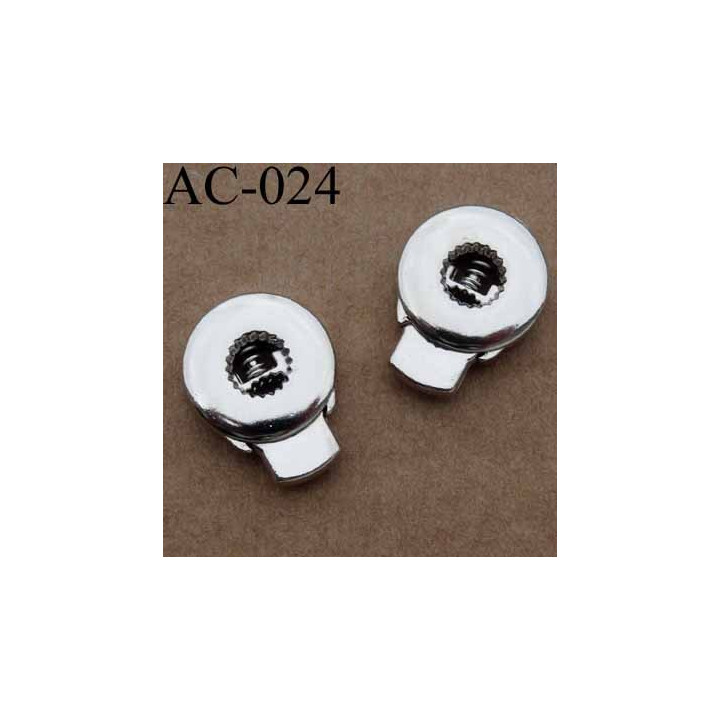 arrêt cordon stop cordon métal rond plat couleur chromé 17 mm vendu à l'unité