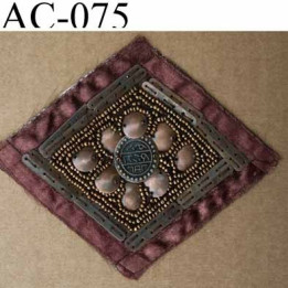 ornement applique écusson empiècement avec perles  à coudre couleur mordoré