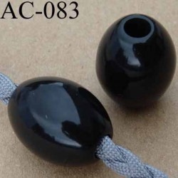 arrêt cordon perle rond noir brillant pour cordon de 5 mm de diamètre vendu à l'unité