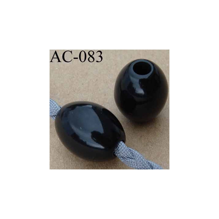 arrêt cordon perle rond noir brillant pour cordon de 5 mm de diamètre vendu à l'unité