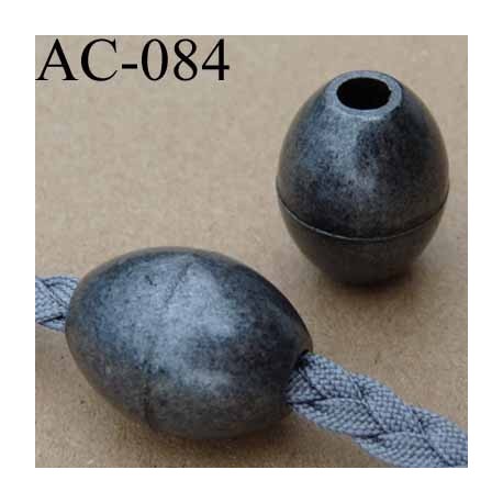 arrêt cordon perle rond gris patiné pour cordon de 5 mm diamètre 19 mm longueur 24 mm vendu à l'unité