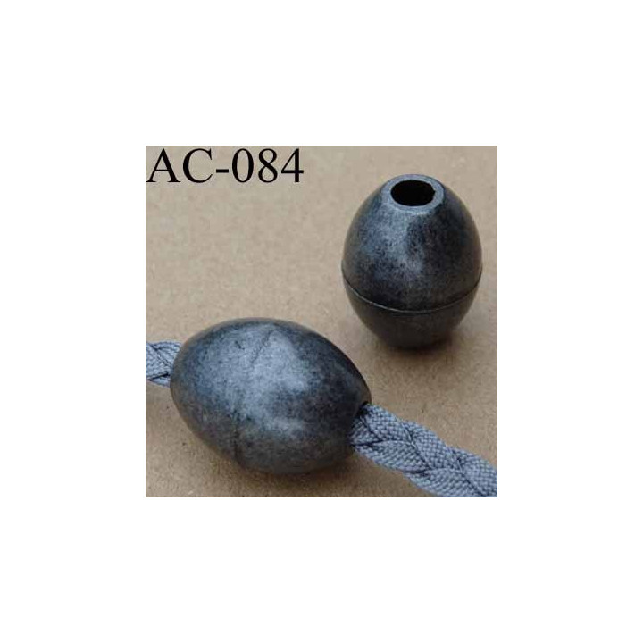 arrêt cordon perle rond gris patiné pour cordon de 5 mm diamètre 19 mm longueur 24 mm vendu à l'unité