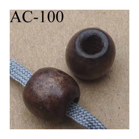 perle en bois verni diamètre 12 mm pour cordon de 5 mm de diamètre vendu à l'unité