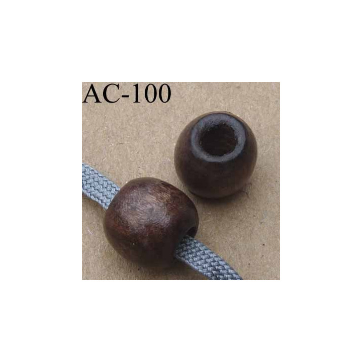 perle en bois verni diamètre 12 mm pour cordon de 5 mm de diamètre vendu à l'unité