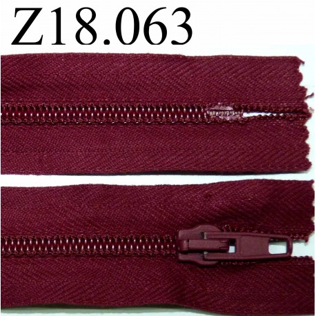 fermeture éclair 18 cm couleur bordeaux non séparable zip nylon