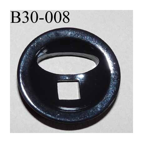 bouton fantaisie 30 mm couleur noir brillant 2 gros trous (diamètre 7 mm et 20 mm) épaisseur 6 mm