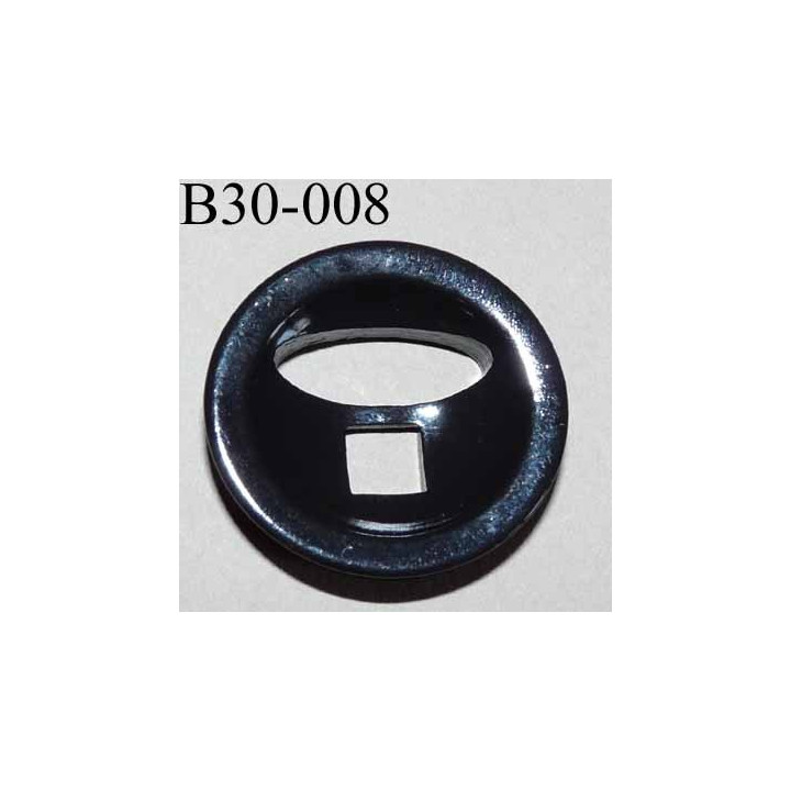 bouton fantaisie 30 mm  couleur noir brillant  2 gros trous (diamètre 7 mm et 20 mm) épaisseur 6 mm