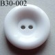 bouton 30 mm couleur blanc brillant 2 trous épaisseur 6 mm