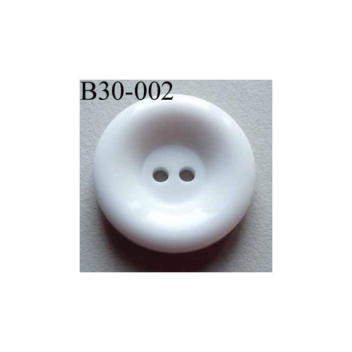 bouton 30 mm couleur blanc brillant 2 trous épaisseur 6 mm