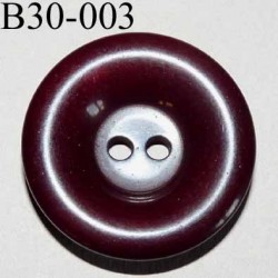 bouton 30 mm couleur bordeaux foncé brillant 2 trous épaisseur 6 mm