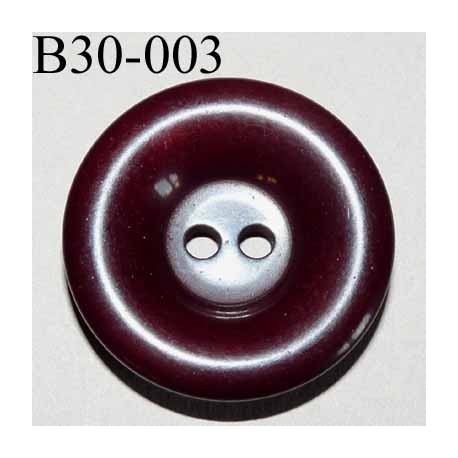 bouton 30 mm couleur bordeaux foncé brillant 2 trous épaisseur 6 mm