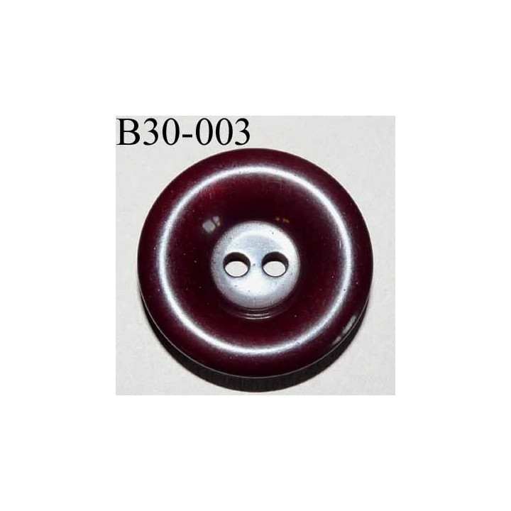 bouton 30 mm couleur bordeaux foncé brillant 2 trous épaisseur 6 mm