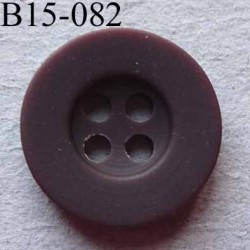 bouton 15 mm couleur marron foncé mat 4 trous diamètre 15 millimètres