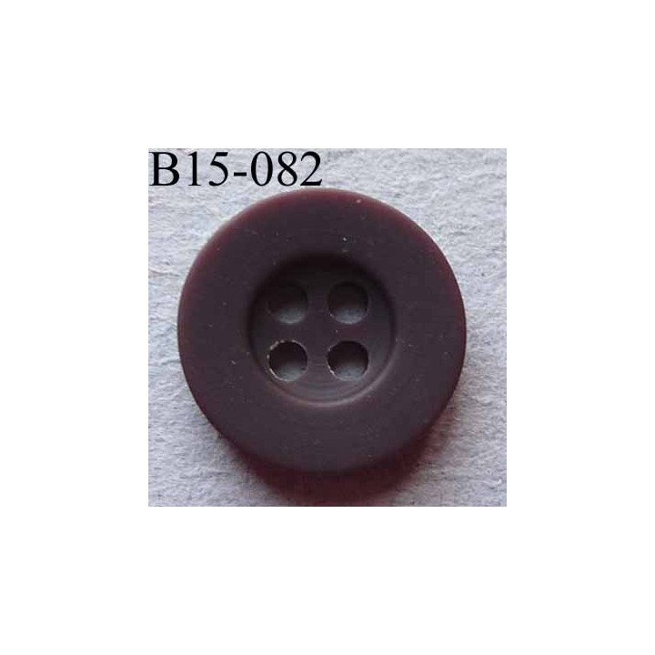 bouton 15 mm couleur marron foncé mat 4 trous diamètre 15 millimètres