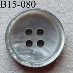bouton 15 mm pvc couleur gris marbré brillant 4 trous diamètre 15 millimètres