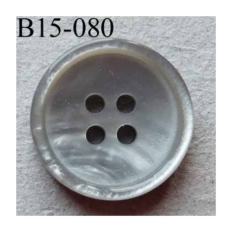 bouton 15 mm pvc couleur gris marbré brillant 4 trous diamètre 15 millimètres