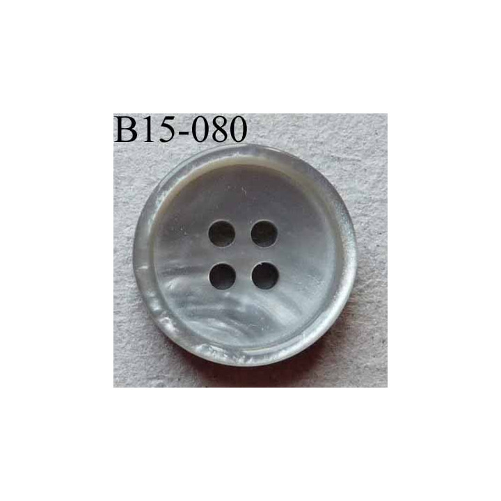 bouton 15 mm pvc couleur gris marbré brillant 4 trous diamètre 15 millimètres