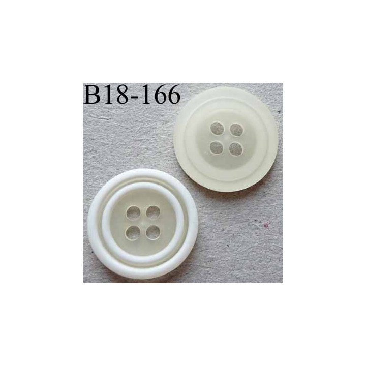 bouton 18 mm couleur translucide liseret blanc 4 trous diamètre 18 millimètres