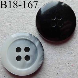 bouton 18 mm couleur gris nacré dégradé et dos noir 4 trous diamètre 18 millimètres