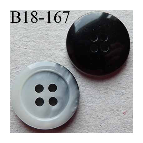 bouton 18 mm couleur gris nacré dégradé et dos noir 4 trous diamètre 18 millimètres