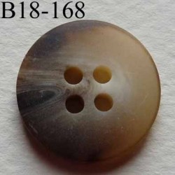 bouton 18 mm couleur marron beige marbré 4 trous diamètre 18 millimètres