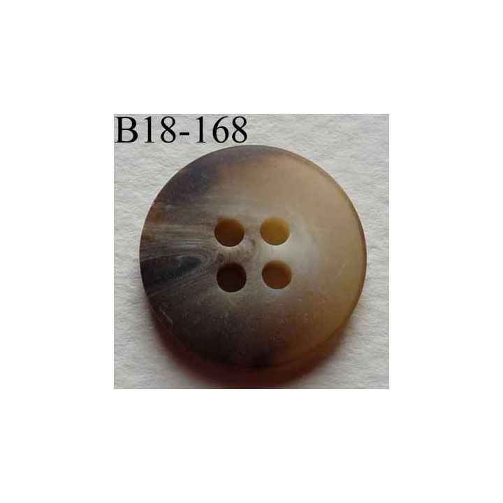 bouton 18 mm couleur marron beige marbré 4 trous diamètre 18 millimètres