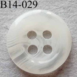 bouton 14 mm  couleur transparent blanc marbré 4 trous diamètre 14 mm