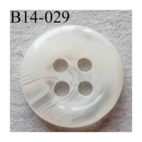 bouton 14 mm couleur transparent blanc marbré 4 trous diamètre 14 mm