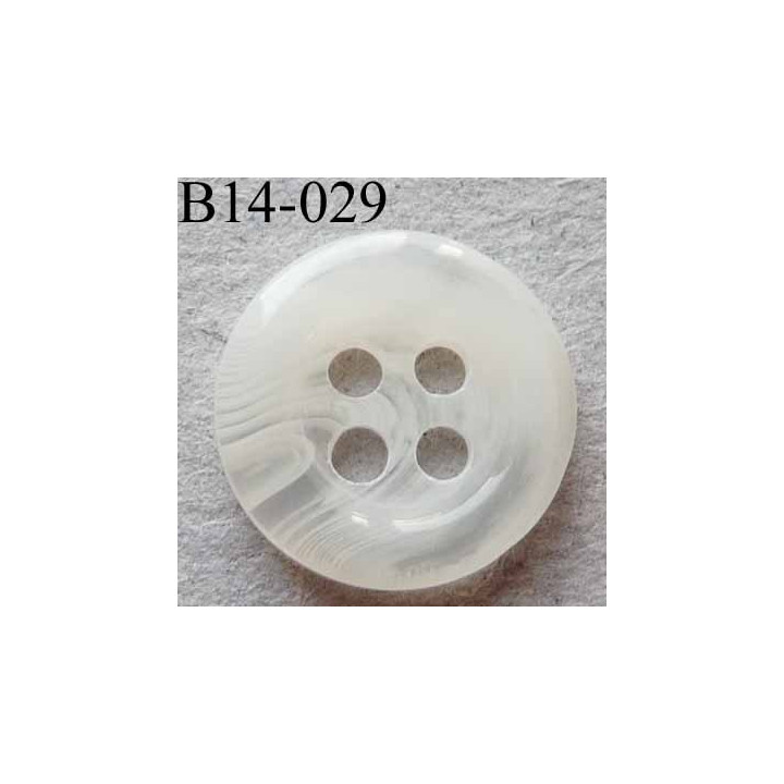 bouton 14 mm  couleur transparent blanc marbré 4 trous diamètre 14 mm