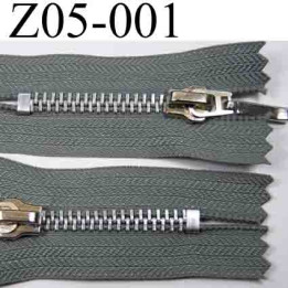 fermeture zip à glissière grise longueur 5 cm couleur gris non séparable zip métal   largeur 3 cm largeur du zip 6 mm