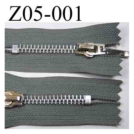 fermeture éclair grise longueur 5 cm couleur gris non séparable zip métal largeur 3 cm largeur du zip 6 mm