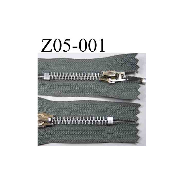 fermeture zip à glissière grise longueur 5 cm couleur gris non séparable zip métal   largeur 3 cm largeur du zip 6 mm