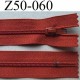 fermeture zip à glissière longueur 50 cm largeur 2.5 cm couleur rouille non séparable zip nylon largeur 4 mm 
