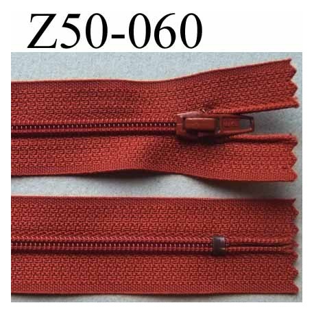 fermeture zip à glissière longueur 50 cm largeur 2.5 cm couleur rouille non séparable zip nylon largeur 4 mm 