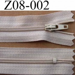 fermeture zip à glissière longueur 8 cm couleur beige non séparable largeur 2.5 cm glissière nylon largeur 4 mm