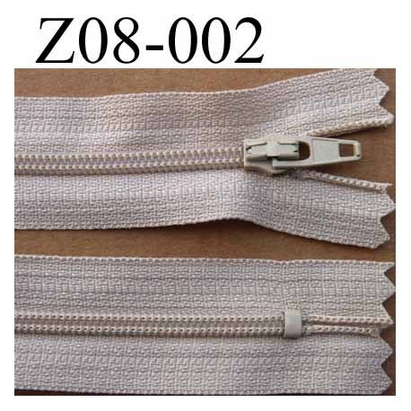 fermeture éclair longueur 8 cm couleur beige non séparable largeur 2.5 cm zip nylon largeur glissière 4 mm