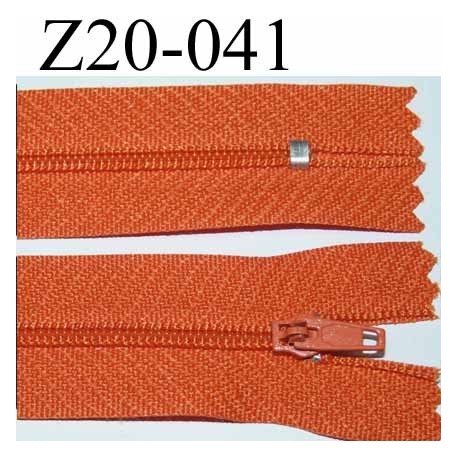 fermeture zip à glissière longueur 20 cm couleur orange largeur 2.5 cm zip nylon largeur 4 mm