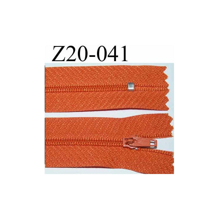 fermeture zip à glissière longueur 20 cm couleur orange largeur 2.5 cm zip nylon largeur 4 mm