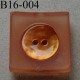  bouton carré diamètre 16 mm en nacre et résine couleur orange 2 trous diamètre 16 mm