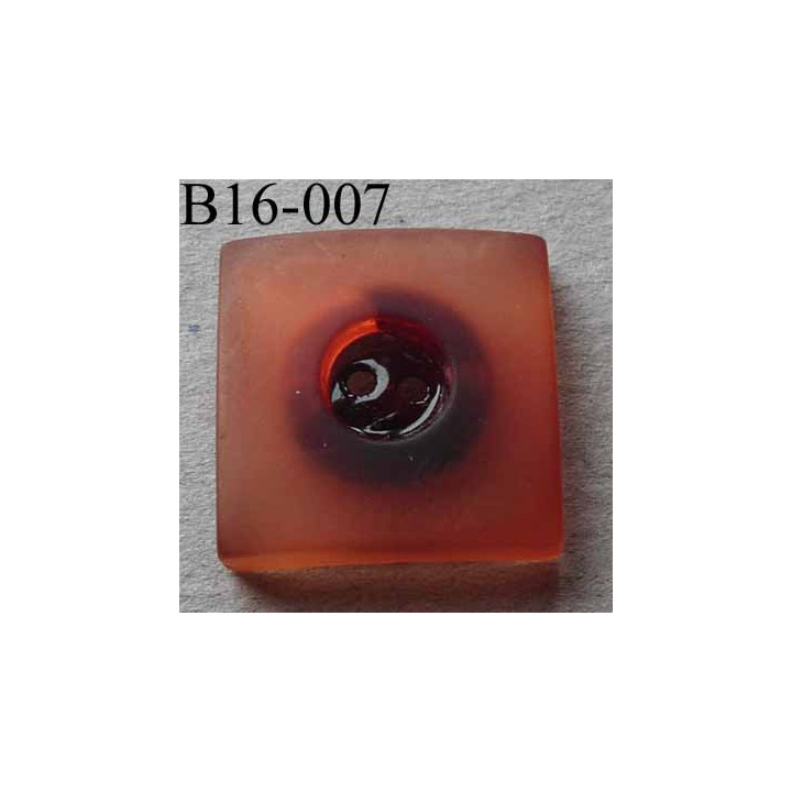  bouton carré diamètre 16 mm en nacre et résine couleur rouge 2 trous diamètre 16 mm