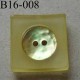 bouton carré diamètre 16 mm en nacre et résine couleur jaune 2 trous diamètre 16 mm