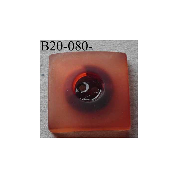  bouton carré diamètre 20 mm en nacre et résine couleur rouge 2 trous diamètre 20 mm
