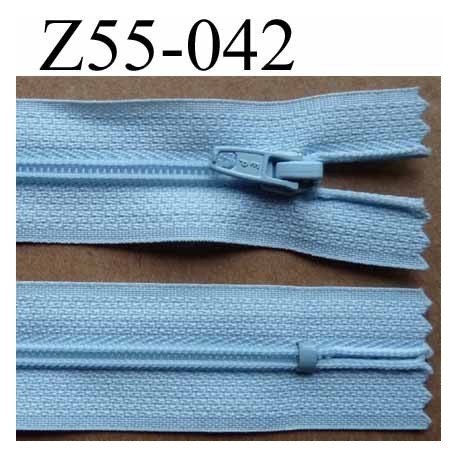 fermeture zip à glissière longueur 55 cm couleur bleu ciel non séparable largeur 2.5 cm glissière nylon largeur 4 mm