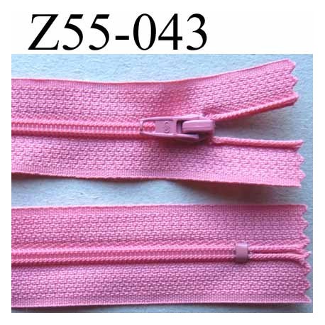 fermeture zip à glissière longueur 55 cm couleur rose non séparable largeur 2.5 cm glissière nylon largeur 4 mm