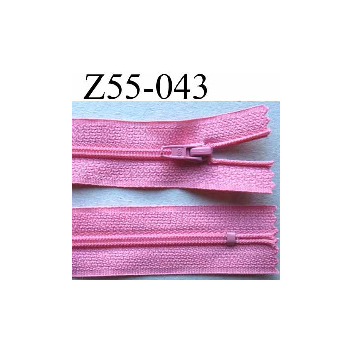 fermeture zip à glissière longueur 55 cm couleur rose non séparable largeur 2.5 cm glissière nylon largeur 4 mm