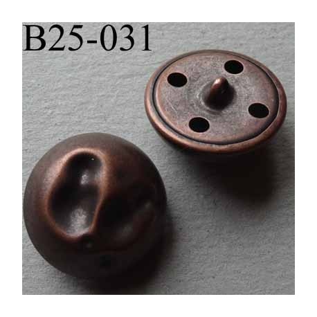 bouton fantaisie métal bosselé 25 mm couleur cuivre accroche un anneau diamètre 25 millimètres